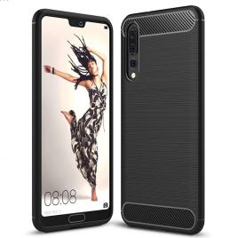 Husa carbon silicone pentru huawei p20 pro, negru