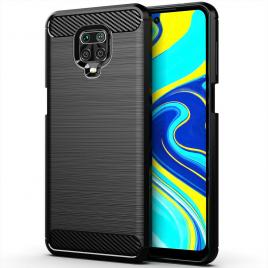 Husa carbon silicone pentru xiaomi redmi note 9s   note 9 pro, negru