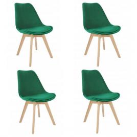 Scaune stil scandinav, lemn, velur, verde, set 4 buc, 49x60x82 cm, bari