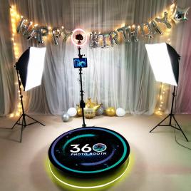 Platforma foto/video Selfie 360 cu brat rotativ, led RGB, pentru evenimente, diametru 100 cm