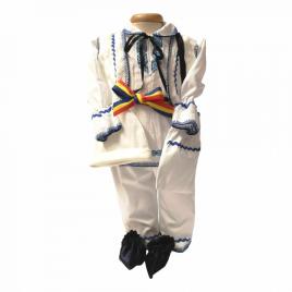 Costum popular botez baiat, broderie albastra, denikos® 677-d
