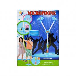 Microfon dublu cu baterii si suport pentru copii