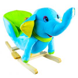 Elefant balansoar pentru bebelusi lemn + plus albastru 60x34x45 cm