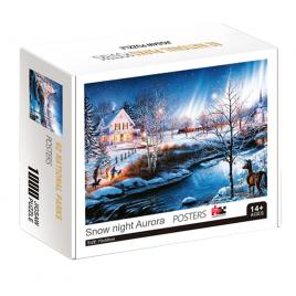 Puzzle carton in cutie peisaj de iarna 1000 piese
