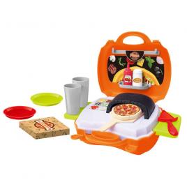 Set de facut pizza,pentru copii, valiza portabila, 21 piese, My Carry Along Pizza Shop