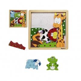 Joc puzzle din lemn animale