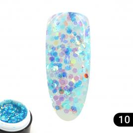Gel color cu sclipici, Glitter 5 gr 10