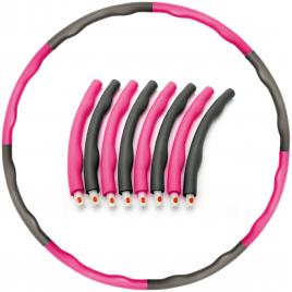 Cerc Hula Hoop pentru masaj si slabit, demontabil pink/gri, 95 cm, 1.2 kg, 4302