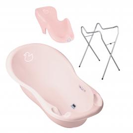 Set pachet cadita duck 102 cm roz + suport anatomic si suport universal