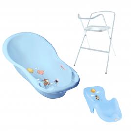 Set pachet cadita forest fairytail albastru 102 cm + suport anatomic si suport metalic