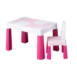Masuta plastic copii cu 1 scaun roz mf 001, pentru cuburi sau simpla