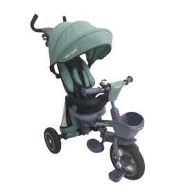 Tricicleta beberoyal milano trike 511 tc turcoaz copii, pliabila, reglabil, reversibil, copertina, roti cauciuc, maner parental