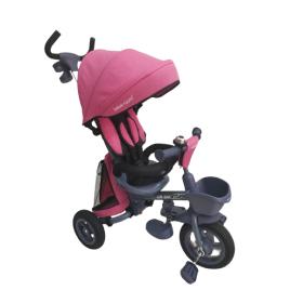 Tricicleta beberoyal milano trike 511 tc roz copii, pliabila, reglabil, reversibil, copertina, roti cauciuc, maner parental