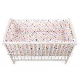 Babyneeds - lenjerie patut 5 piese, cu doua protectii laterale, pernuta, plapumioara, cearceaf, din bumbac, pentru patut 120x60 cm, fluturasi, multicolor