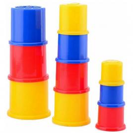 Happy world - set 10 cupe pentru stivuit, jucarie educativa pentru copii, multicolor