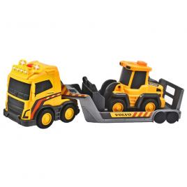 Set dickie toys volvo truck team camion cu remorca si buldozer