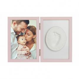 Baby handprint - kit rama foto 10x15 cm, cu amprenta, tiny memories, roz