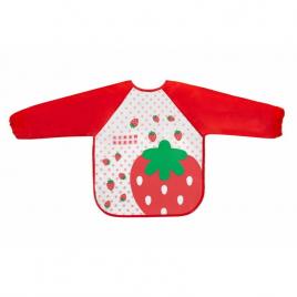 Bocioland - baveta impermeabila, cu maneci lungi, dimensiune 40x35 cm, strawberry