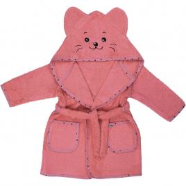 Halat de baie cu urechi kitty, cu buzunare, cu cordon, bubaba, 9 - 24 luni, marime 86/92, pink