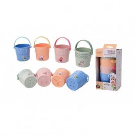 Joueco - set 4 galetuse de baie si pentru stivuit, 17 cm, 0 luni+, multicolor