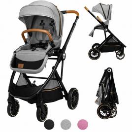 Lionelo - carucior sport riya, de la nastere, cu accesorii, cu sezut reversibil, 0- 15 kg, gri