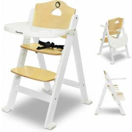Lionelo - scaun de masa 3 in 1 floris, din lemn, transformabil, reglabil in inaltime in 4 pozitii, suport de picioare reglabil in 4 pozitii, alb