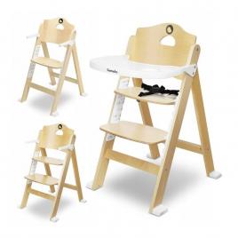 Lionelo - scaun de masa 3 in 1 floris, din lemn, transformabil, reglabil in inaltime in 4 pozitii, suport de picioare reglabil in 4 pozitii, natur