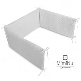 Miminu - aparatoare matlasata din catifea moale, cu fermoar, cu husa detasabila si lavabila, pentru patut 120x60 cm, gray