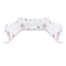 Miminu - aparatoare pentru patut 120x60 cm, din bumbac, cu inaltimea de 30 cm, cu panglici, baby shower pink