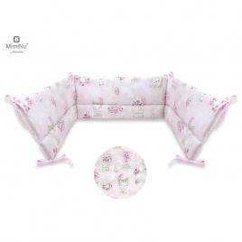 Miminu - aparatoare pentru patut 120x60 cm, din bumbac, cu inaltimea de 30 cm, cu panglici, design, awesome bunnies