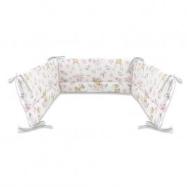 Miminu - aparatoare pentru patut 120x60 cm, din bumbac, cu inaltimea de 30 cm, cu panglici, sweet deer pink