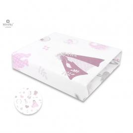 Miminu - cearceaf cu elastic pentru patut 120x60 cm, din bumbac, baby shower pink