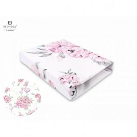 Miminu - cearceaf cu elastic pentru patut 120x60 cm, din bumbac, peonie pink