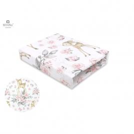 Miminu - cearceaf cu elastic pentru patut 120x60 cm, din bumbac, sweet deer pink