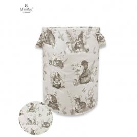 Miminu - cos rotund pentru depozitare jucarii, din bumbac, cu manere, 50x35 cm, design, calm forest beige