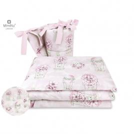 Miminu - lenjerie patut 3 piese, cu protectie laterala, design, awesome bunnies, din bumbac, pentru patut 120x60 cm