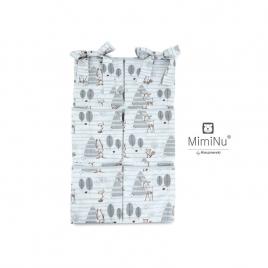 Miminu - organizator pentru patut, din bumbac, cu 6 compartimente, cu doua panglici, 70x40 cm, forest