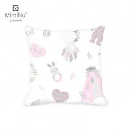 Miminu - perna clasica de dormit, cu husa detasabila cu fermoar, din bumbac, 40x40 cm, baby shower pink