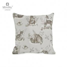 Miminu - perna clasica de dormit, cu husa detasabila cu fermoar, din bumbac, 40x40 cm, design, calm forest beige