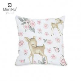 Miminu - perna clasica de dormit, cu husa detasabila cu fermoar, din bumbac, 40x40 cm, sweet deer pink