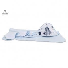 Miminu - prosop mare cu gluga, dimensiune 100x100 cm, din bumbac thermo fleece, baby shower blue