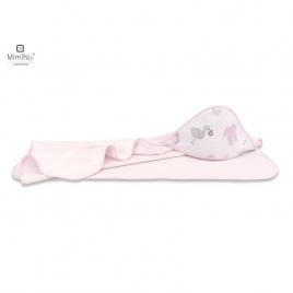 Miminu - prosop mare cu gluga, dimensiune 100x100 cm, din bumbac thermo fleece, baby shower pink