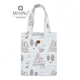 Miminu - sacosa textila mini, pentru fetite, 24x30 cm, din bumbac, forest