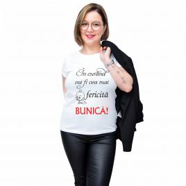 Tricou dama, alb, Cea mai fericita bunica, L