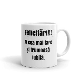 Cana personalizata Felicitari ,ceramica alba, 330 ml