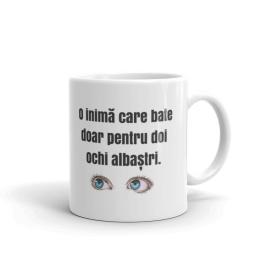 Cana personalizata Ochi albastri ,ceramica alba, 330 ml