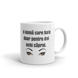 Cana personalizata Ochi caprui,ceramica alba, 330 ml