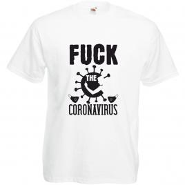 Tricou Alb, Barbati,Fuck coronavirus,XXL