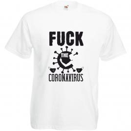 Tricou Alb, Barbati,Fuck coronavirus,XXL