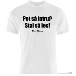 Tricou Alb, Barbati,Pot sa intru?,Alb,XXL